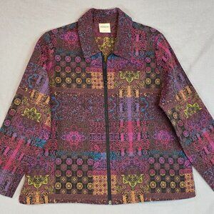 Vintage Bedford Fair Jacket Blazer Tapestry Style Cottagecore Purple Sz PXL